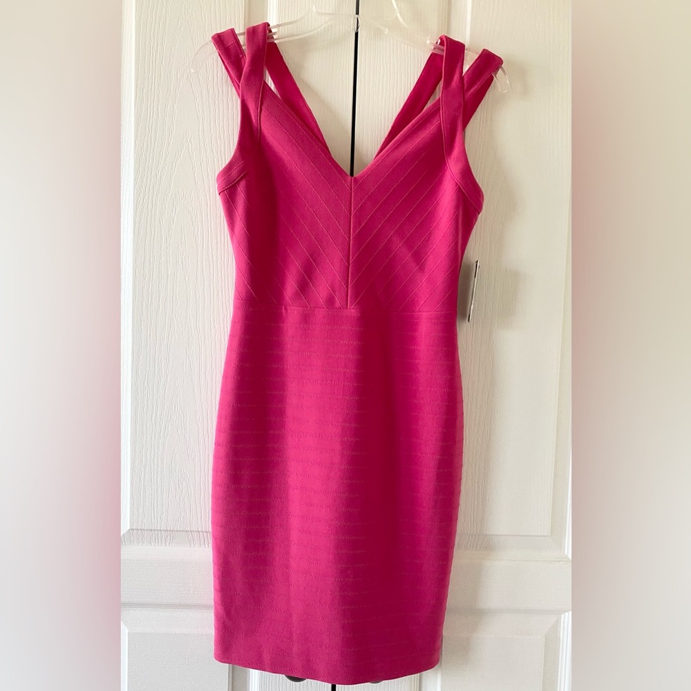 Guess V-Neck Mini Dress - Raspberry
